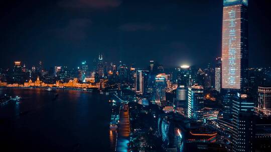上海北外滩夜景延时摄影