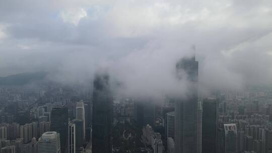 云雾中的广州珠江新城视频素材模板下载