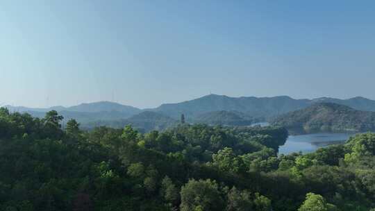 森林山水湖泊航拍青山绿水山川河流山峰风景