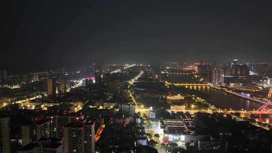 四川德阳城市大景夜景灯光航拍