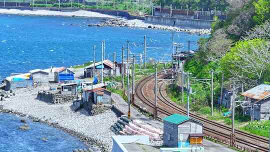 北海道 小樽 日本旅游 日本航拍 海边铁路