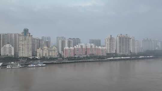 温州瓯江畔傍晚蓝调航拍视频素材模板下载