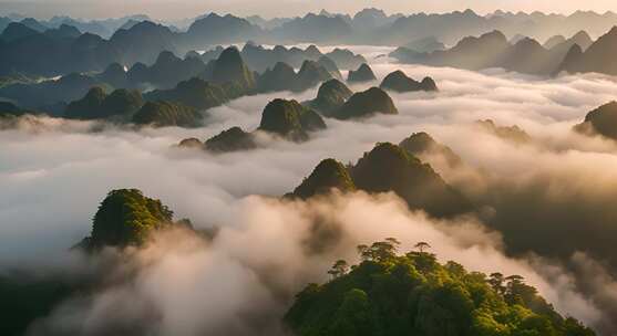 桂林山水合集山峰云海群山云雾缭绕自然风景