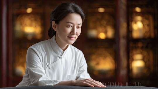 传统中医针灸疗法展示宁静而专业的氛围