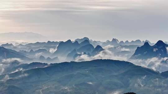 航拍桂林喀斯特地貌山峰山脉