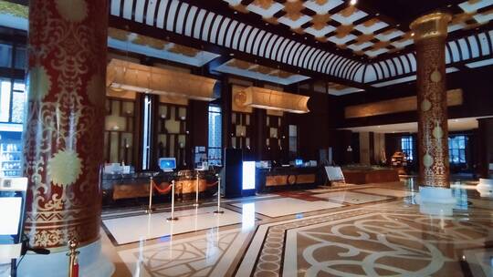 充满中国传统元素的酒店大堂视频素材模板下载