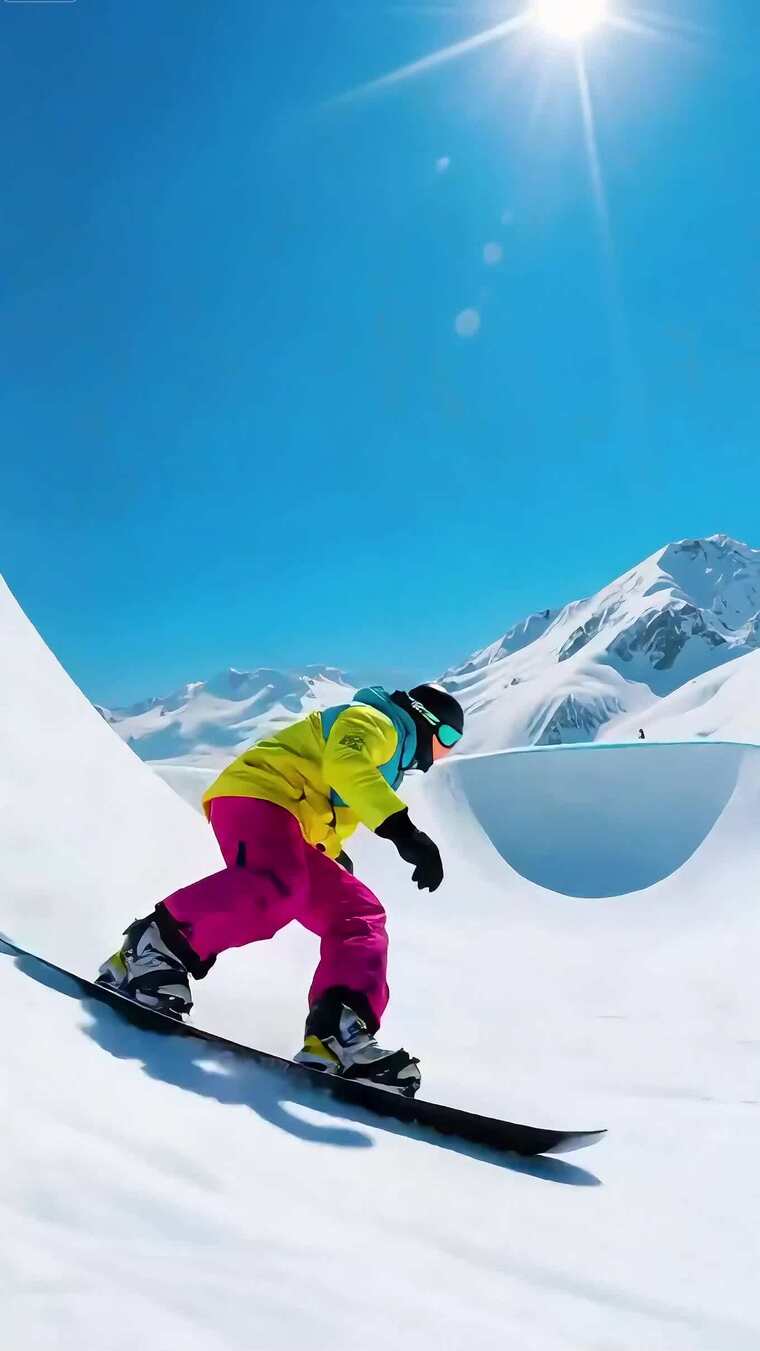 户外滑雪者雪山滑雪场景