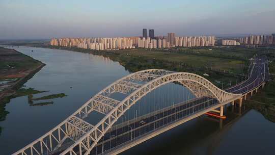襄阳新六两河大桥航拍视频素材模板下载