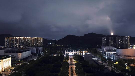 浙江台州CBD夜景航拍