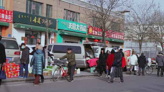 北方早市路边摊市场居民生活