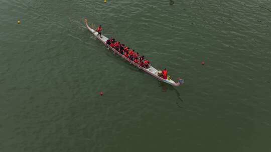 端午节赛龙舟比赛航拍龙舟俯拍龙舟划桨划船