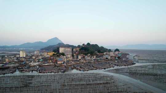 福建霞浦海岛海边滩涂日落晚霞自然风光