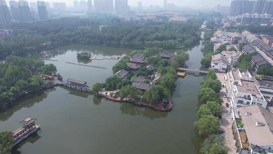 山东德州董子园风景区航拍