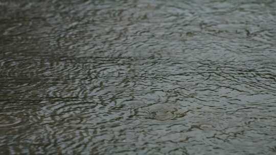 雨滴水面下雨