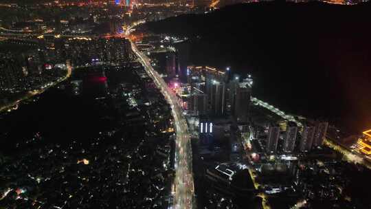 珠海香洲区夜景航拍