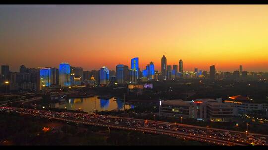 海口海滨城市落日余辉晚霞夕阳美景风光03