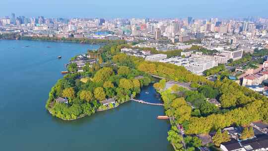 浙江杭州西湖景区美景航拍旅游风景大自然风