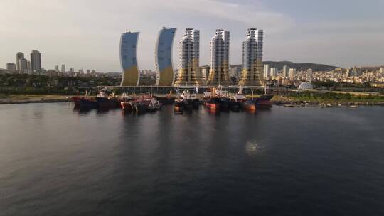 海港建筑航拍景观视频素材模板下载