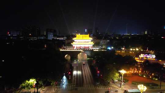 河南开封大梁门夜景航拍