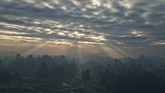 桂林山水城市鸟瞰全景