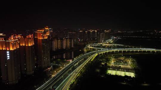 泉州夜景航拍城市道路车流江滨南路夜景航拍