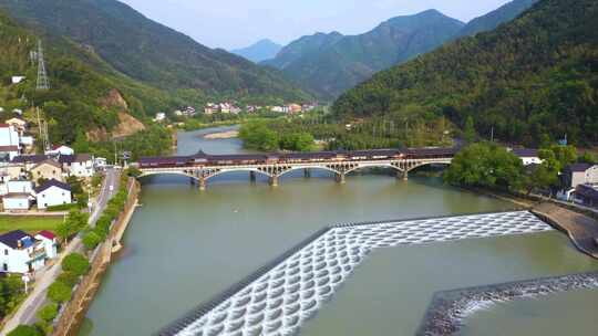 杭州富阳龙鳞坝晨曦航拍