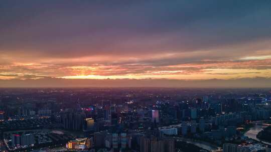 成都雪山城市晚霞延时