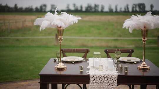 婚礼装饰、羽毛、餐桌、Macrame