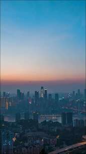 重庆日落_渝中半岛_来福士_长江_日转夜延时