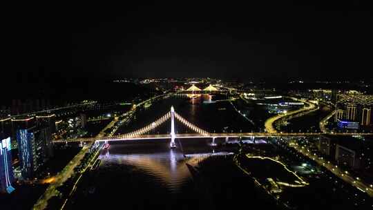 福建福州鼓山大桥夜景灯光航拍