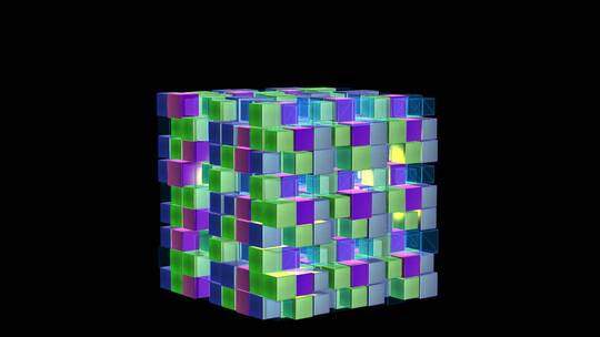 魔方变幻投影box方格正方体mapping视频素材模板下载