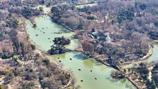 航拍瘦西湖风景区大明寺观音山园林寺庙