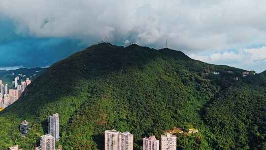 香港太平山航拍香港维多利亚港