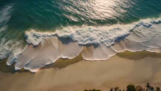 航拍海浪拍打沙滩画面