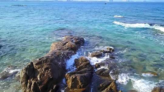 海南海岸海边海浪俯拍唯美大海美丽风景航拍