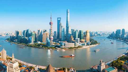 上海陆家嘴黄浦江畔全景