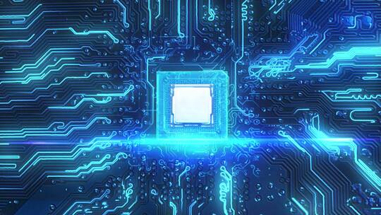 蓝色科幻科技CPU定板logo背景发布会大屏