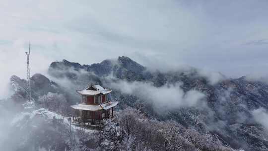 高山雪后云海航拍