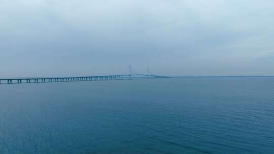 航拍上海长兴岛长江大桥视频素材模板下载