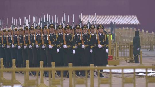 天安门广场国旗护卫队视频素材模板下载