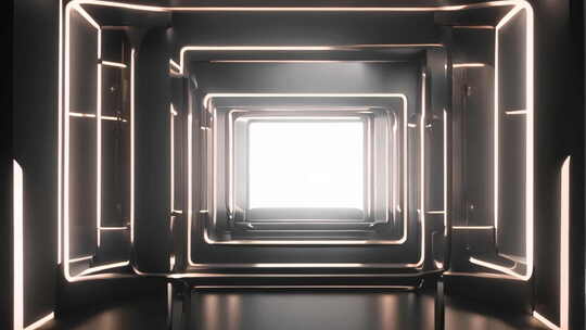 未来霓虹灯走廊框架视频素材模板下载