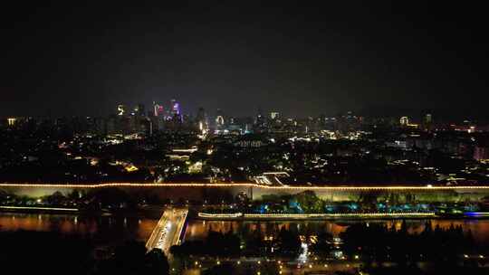 江苏南京城市夜景灯光中华门东秦淮河夜景