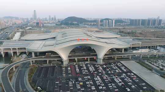 台州站台州火车站台州高铁站椒江台州站航拍