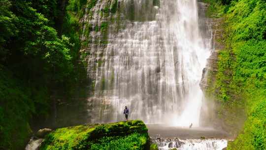 高山流水 流水 高山 瀑布 山林间瀑布