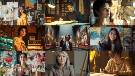 东方女性艺术家创作灵感与艺术生活高清在线视频素材下载