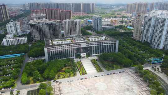 广西玉林市政府航拍博物馆城市地标