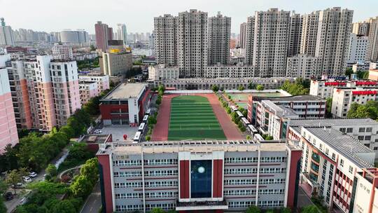 学校教官学生活动航拍镜头