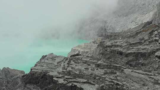 Ijen，火山，烟雾，岩石