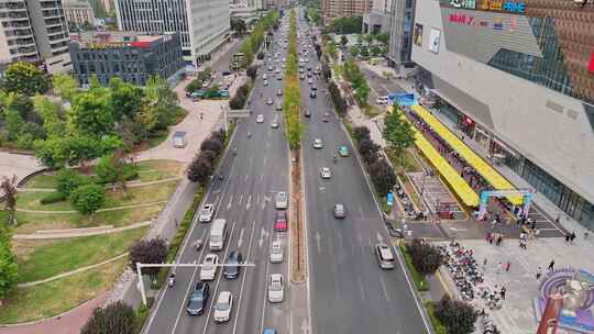 航拍城市交通道路十字路口