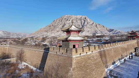 对角线抬升鸡鸣驿角楼鸡鸣山雪景